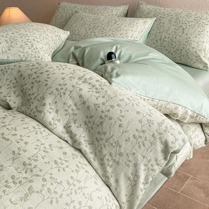 Light Luxury Soft Thick 100% Cotton Flat Sheet Sets Satin Jacquard Silky Bedding Set for Seasons Single Double Bed Comfort Set