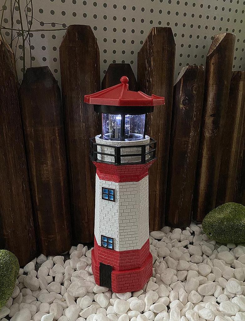 Solar-Powered LED Rotating Lighthouse Garden Ornament