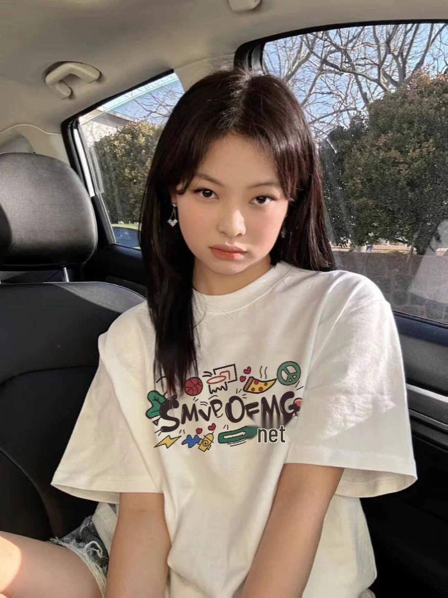 

Women s Summer 2025 Loose Pure Cotton White Short-Sleeve T-Shirt - High Street Style M хізер сірий колір