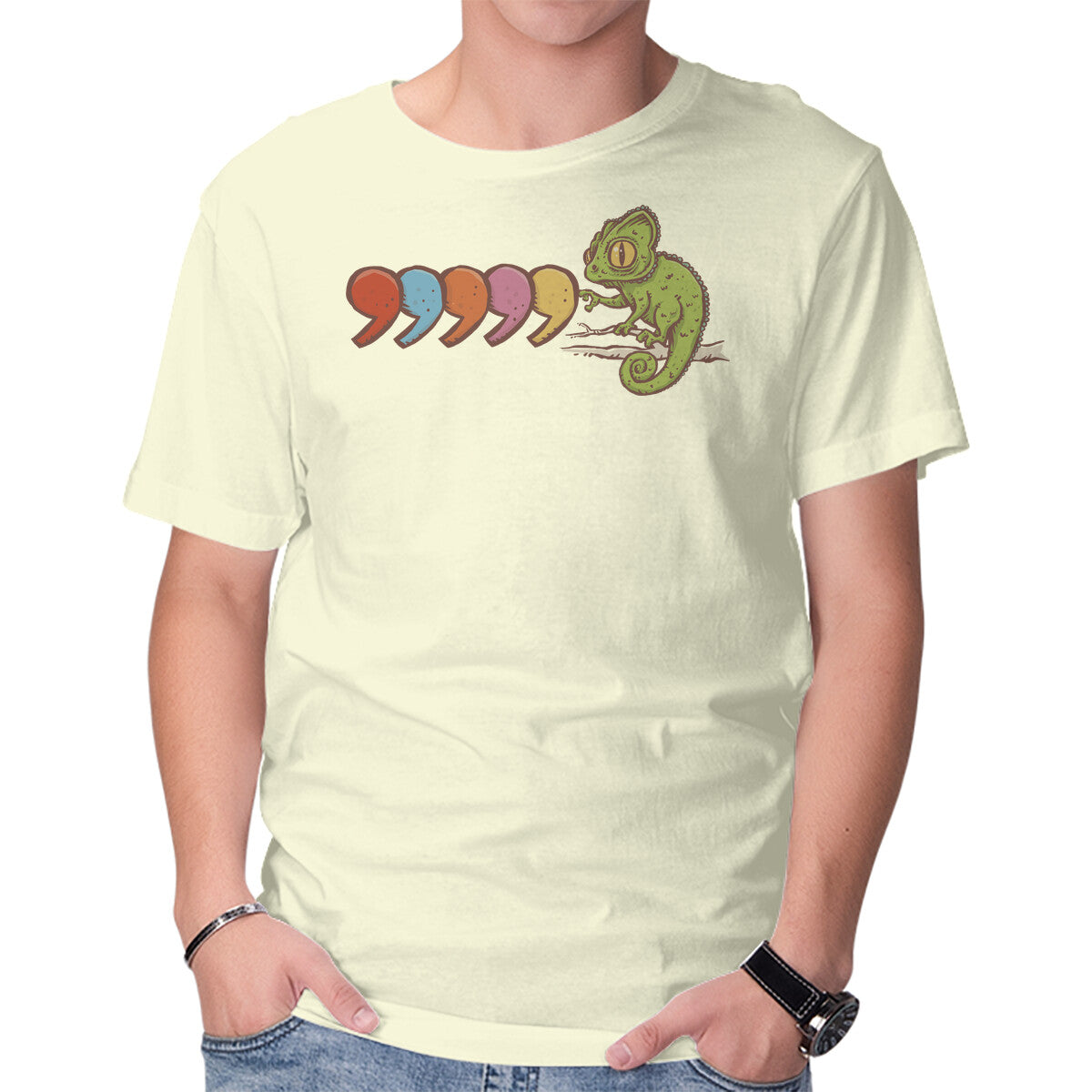 Unisex Crew Neck T-Shirt Comma Chameleon Graphic Short Sleeve Casual Tee M