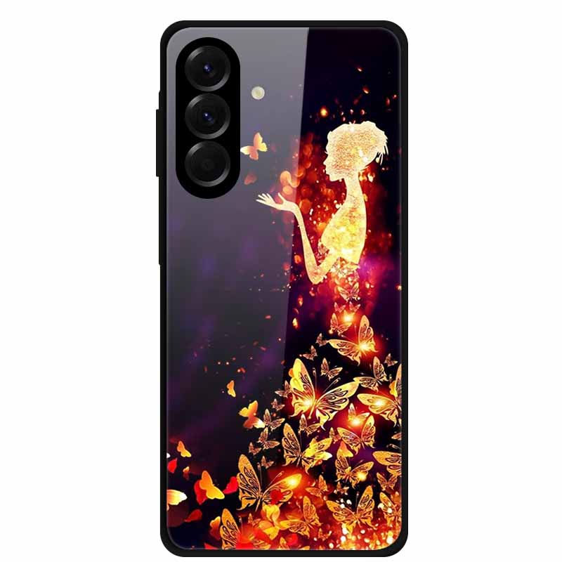 Tempered Glass Phone Case For Samsung Galaxy S24 FE Case Hard PC Back Cover Shell for Galaxy S24FE S 24 FE 5G Hard Covers Flower