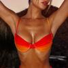 Halter Neck Backless Triangle Single Swimsuit Bikini Suits Women's Lace Up Gradient Split Swimwear