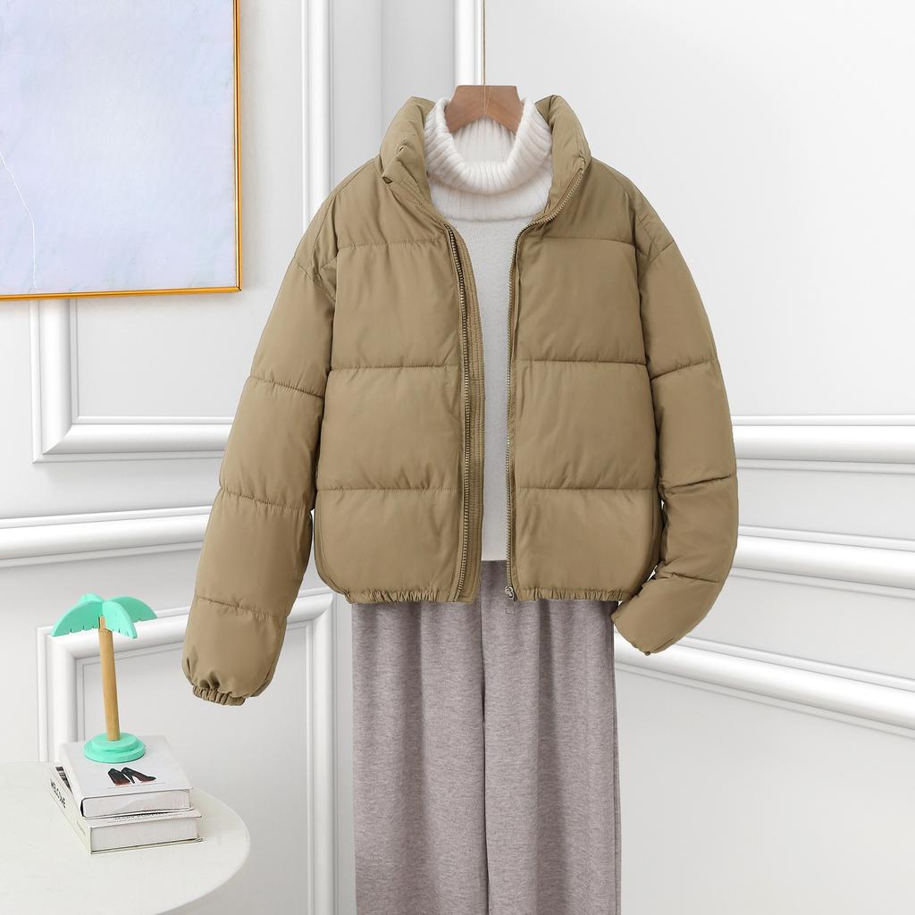 Cotton-padded Jacket Women's New Autumn and Winter Cotton-padded Jacket with Short Stand Collar and Thick Bread Coat.