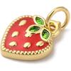 DanLingJewelry 10Pcs Red Strawberry Enamel Brass Charms 3D Imitation Food Fruit Charms for Jewelry Making Necklaces Earrings