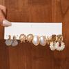 Ten-piece Set of Imitation Pearl Flower Oval Fan-shaped Silver Needle Stud Earrings Niche Earrings