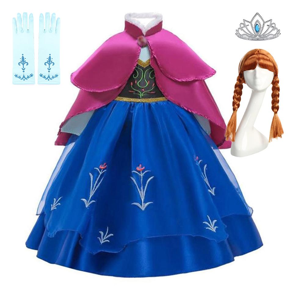 Girls Snow Queen Cosplay Costume Child Ball Gown Clothes Halloween Costume Girl Elsa Princess Dress Kids Christmas Anna Dresses