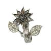 Exquisite Silver Fairy Flower Ring with Sparkling Gemstones
