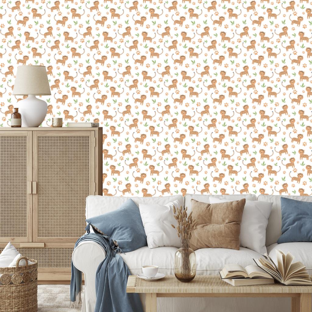 Leopard Wallpaper White and Cream for Living Room and Bedroom 50x1000