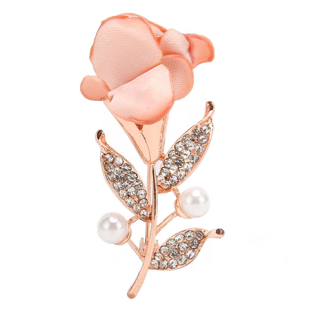 Rosa Rosenbrosche Modisch Elegant Schön Strass Stoff Hochzeitsbrosche Anstecknadel für Weinparty