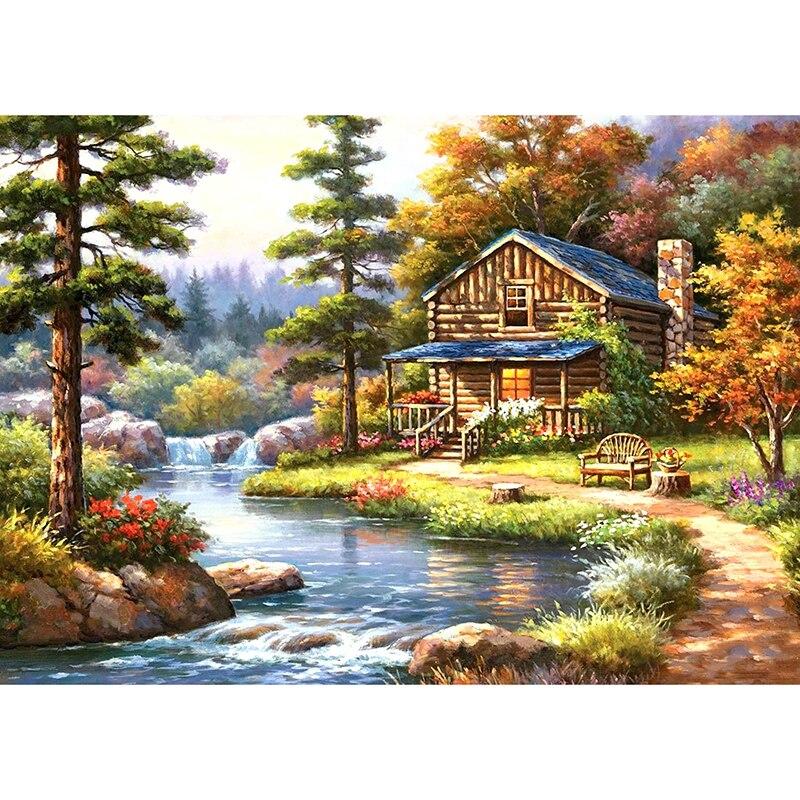 New 5D DIY Diamond Painting Scenic Lodge Diamond Embroidery Scenery Cross Stitch Full Round Drill Crafts Home Decor Gift