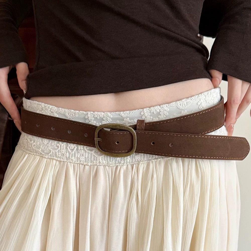 Luxury Design Business Waist Belt Pin Buckle Waistband Fashion Suede Leather Belt For Women