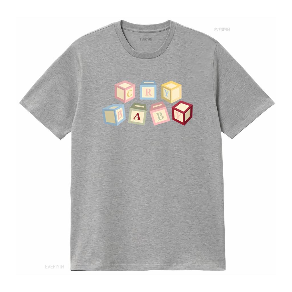 Melanie Martinez Cry Baby Alphabet Blocks Print T Shirt for Boys Vintage Washed Homme Soft Top For Everyday Wear Fashion