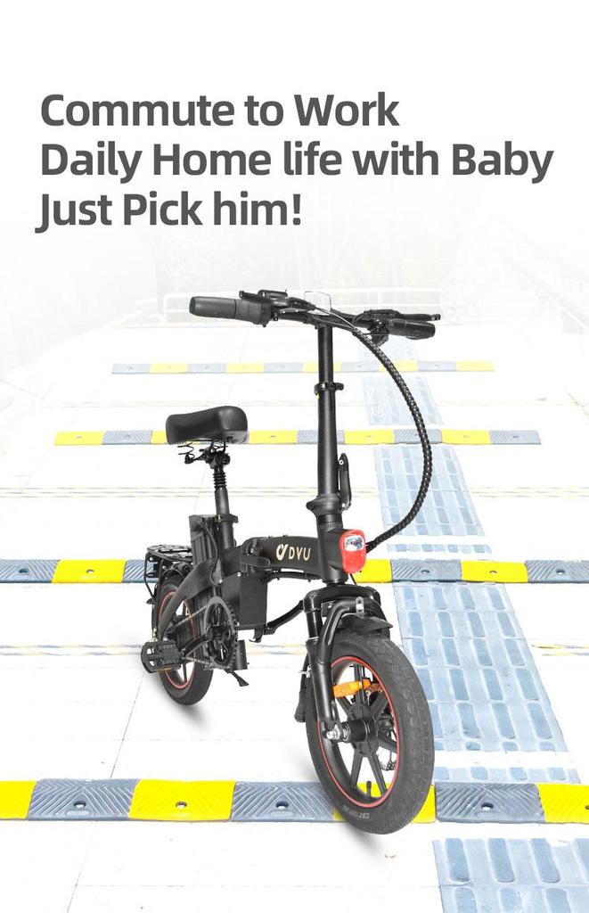 DYU A5 Electric Bike – 60km Range, 48V 350W Motor, 14" Tires – Ultralight Aluminum Alloy Commuter Bike