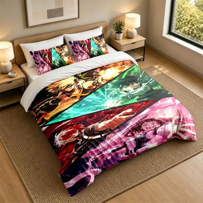 3Pcs Bedding SetMy Hero Academia Soft Bed Sheet and Two Pillowcases Home Bedroom Decor