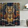 Gold Tiger Shower Curtain: Floral Print Bathroom Decor For Home Decoration Modern Style Animal Motif Window Covering Waterproof