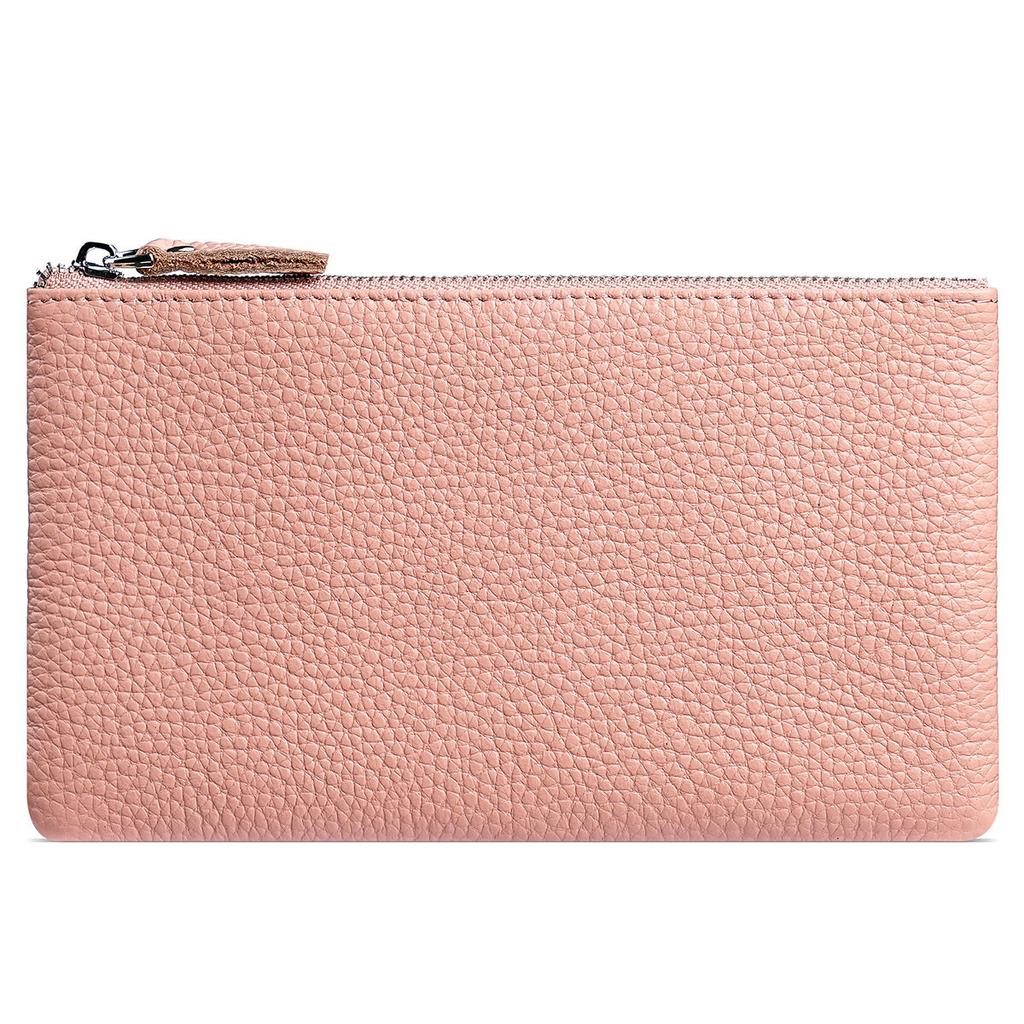 Womens Top Grain Leather Wristlet Clutch Phone Holder Long Wallet Purse Zipper Hand Bag