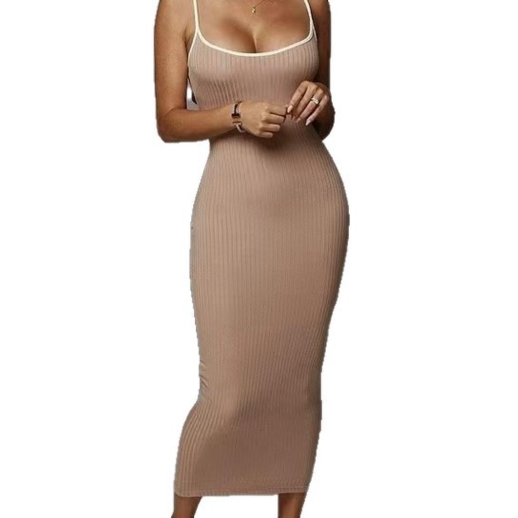 Letní dámské barevné tílkové šaty Sexy záda bez ramínek Bodycon úzké přiléhavé šaty pro ženy