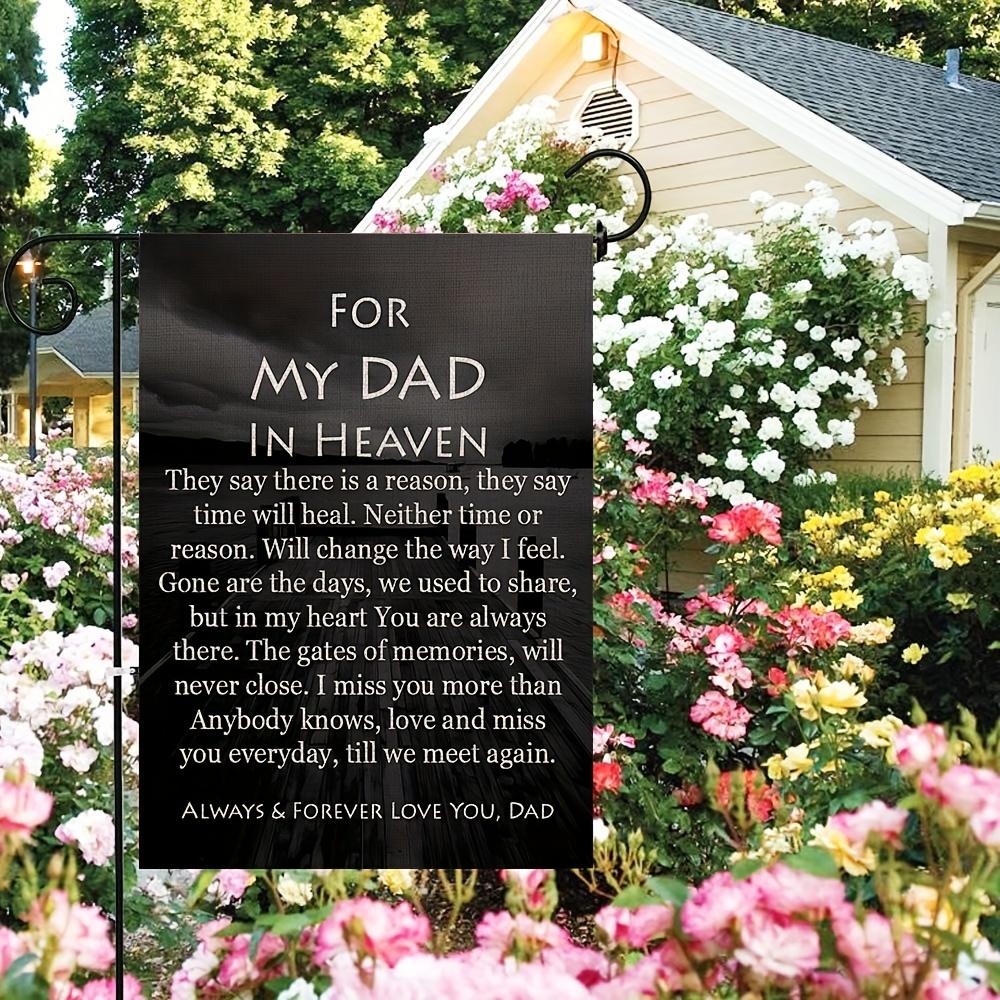 1pc Memorial Garden Flag for Dad In Heaven - Double-Sided Burlap, 12x18 Inch, Grave Outdoor Decor