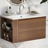 Bathroom Sink Cabinet with Drawer Modern White Wood Grain Heavy Duty Lavatory Wall Mount Ceramic Wash Basin Vanity Cabinet