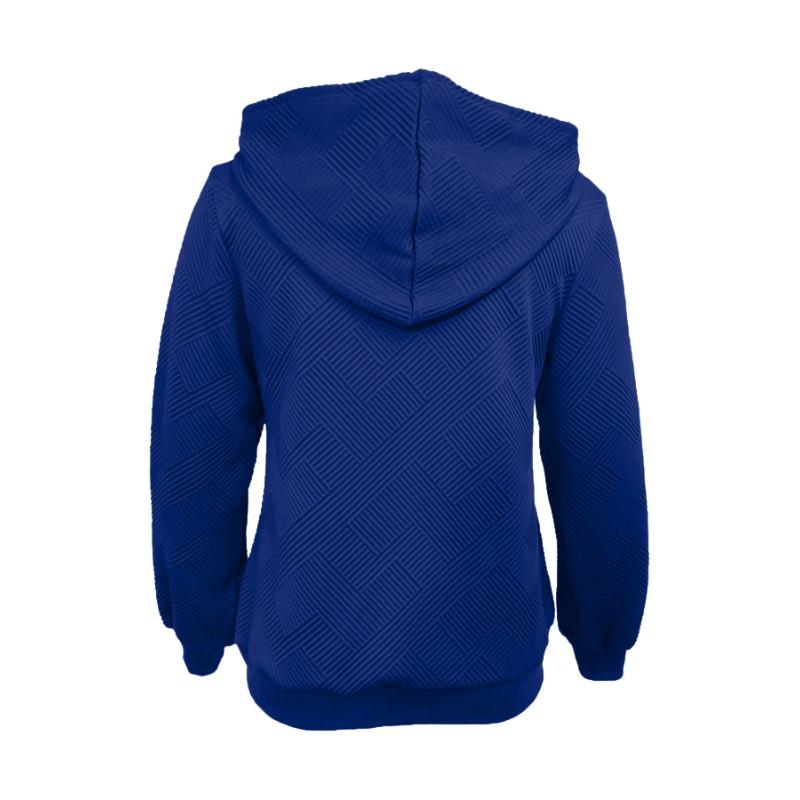 Women Solid Color Loose Long Sleeve Zipper Hooded Knit Jacket
