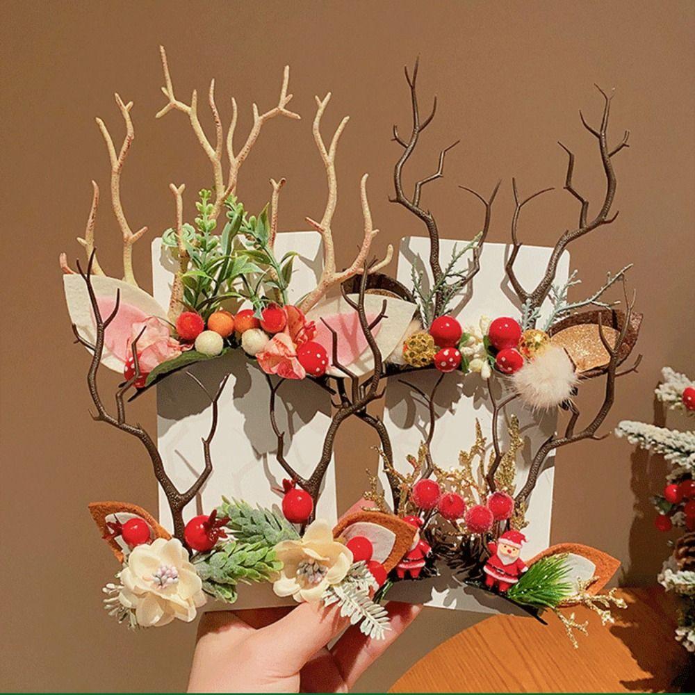 Plush Children Deer Antler Hair Clip Merry Christmas Decor Christmas Hat Headabnd Girls