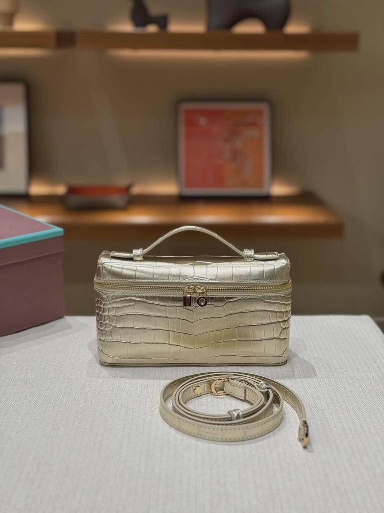 Geantă de umăr de lux din piele cu model crocodil și struț