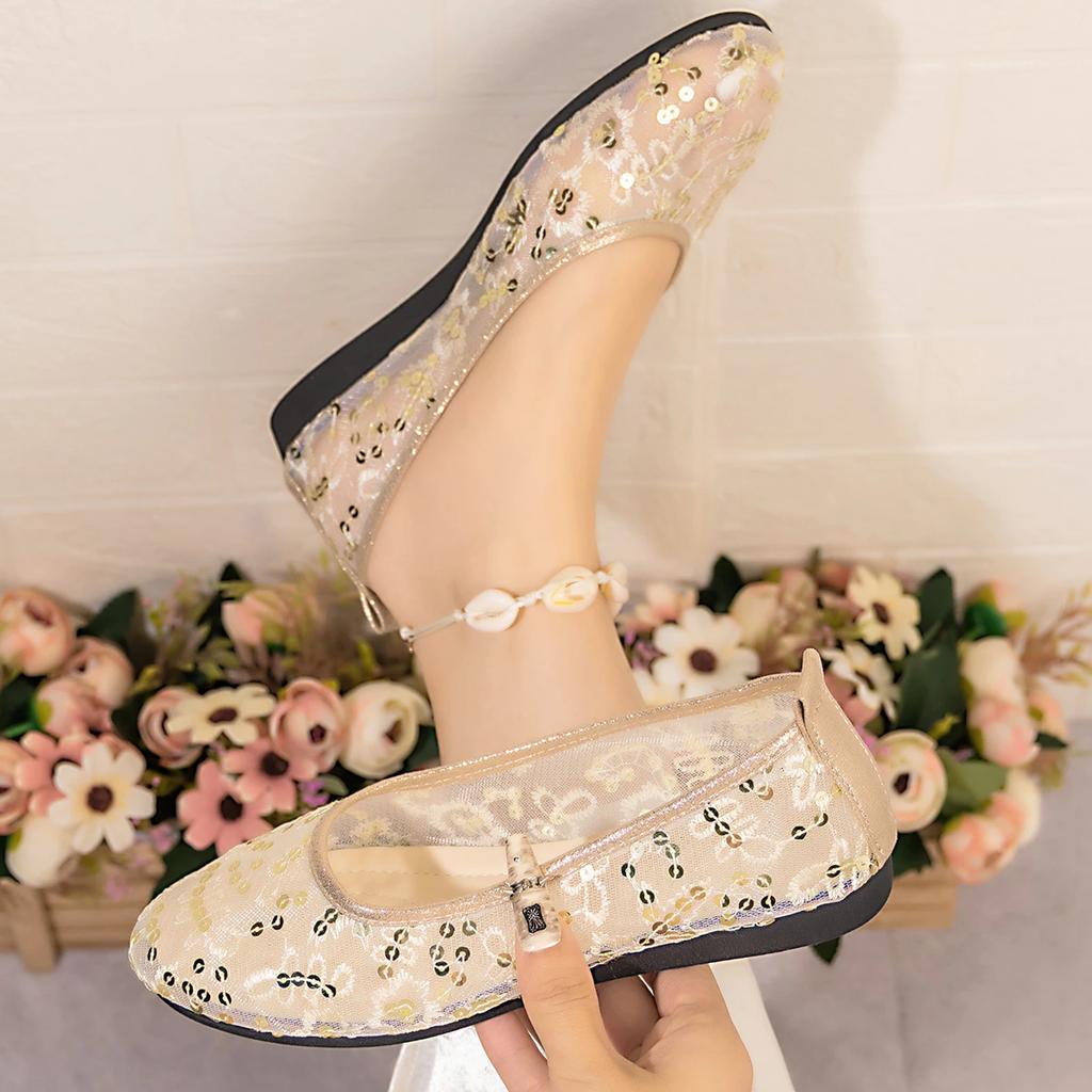 Fashion 2025 New Women Flat Shoes Breathable Mesh Ballet Loafers Trend Summer Flat Sneakers Women Lightweight Comfortable Shoes Women