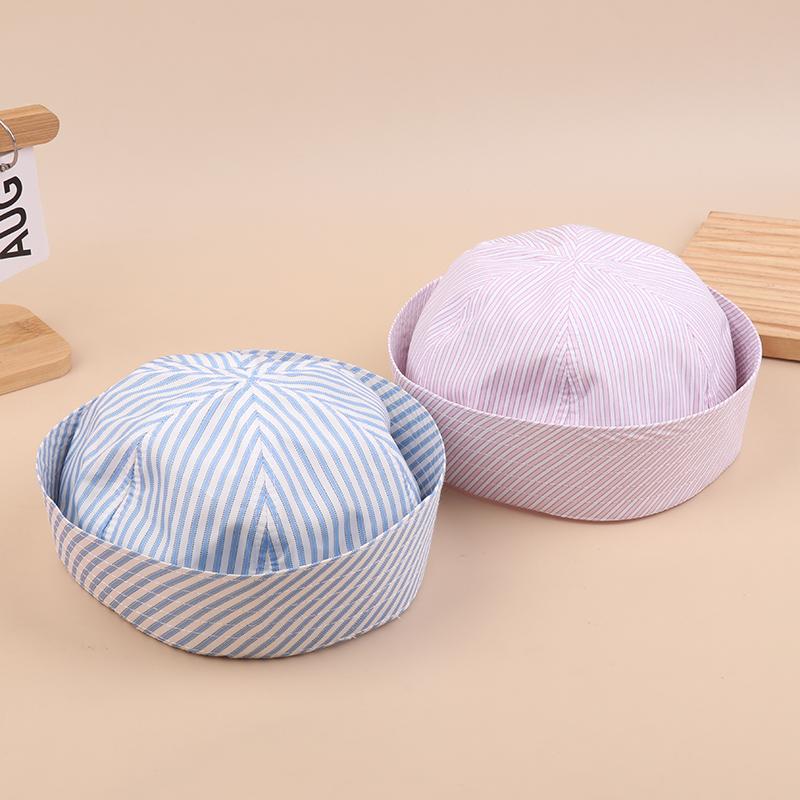 Korean Striped Sailor Hat Lovely Sweet Turn-Up Brim Dome Cap Versatile Cap Girly French Hats Cosplay Party Supplies