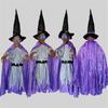 Halloween Decor Animated Purple Witch Hanging House Prop Decorations LED Eyes