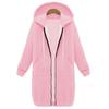 Plus Size Casual Thicken Hooded Women Zip Up Long Sweater