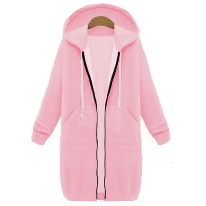 Plus Size Casual Thicken Hooded Women Zip Up Long Sweater
