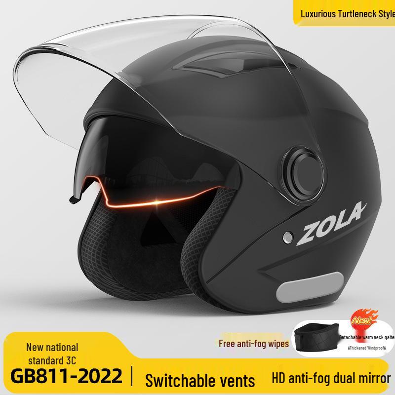 Men's Winter Electric Bicycle Helmet with Anti-Fog and Double Visor, 3C Certified, Korean Style for Motorcycles and Scooters.