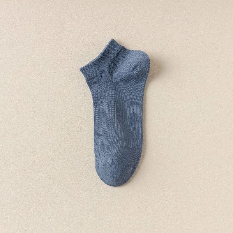 Men's Summer Stockings - Perforated Mesh Breathable Sweat-absorbing Thin Style Boat Socks, Solid Color, Boneless Short Socks