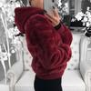 Plush Jacket Zipper Closure Thickened Elastic Cuff Women Hoodie With Pocket Outwear