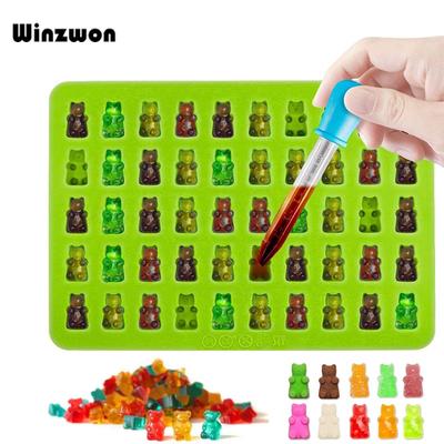 3D-Gummibärchen-Form aus Silikon für Kuchen, Süßigkeiten, Desserts, Schokoladenhersteller, Eiswürfelform mit Pipette