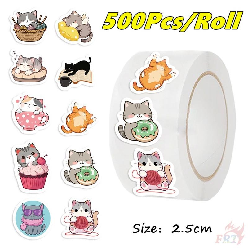 500Pcs/Roll Q Sweet Cat Kids Rewards Stickers - DIY Scrapbooks Album Decor Sealing Label Decals