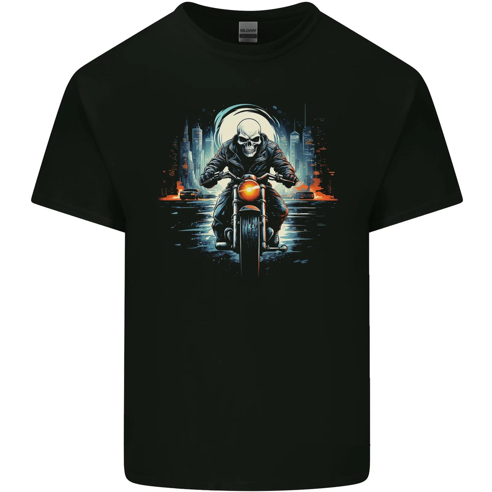 

Skull Biker Motorcycle Motorbike Grim Reaper 20 Kids T-Shirt Childrens 3XL