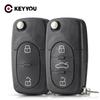 KEYYOU Remote Fob Flip Folding Car Key Case Shell For VW For Volkswagen Golf Polo T5 Passat Skoda Beetle CR2032 HU66 Blade