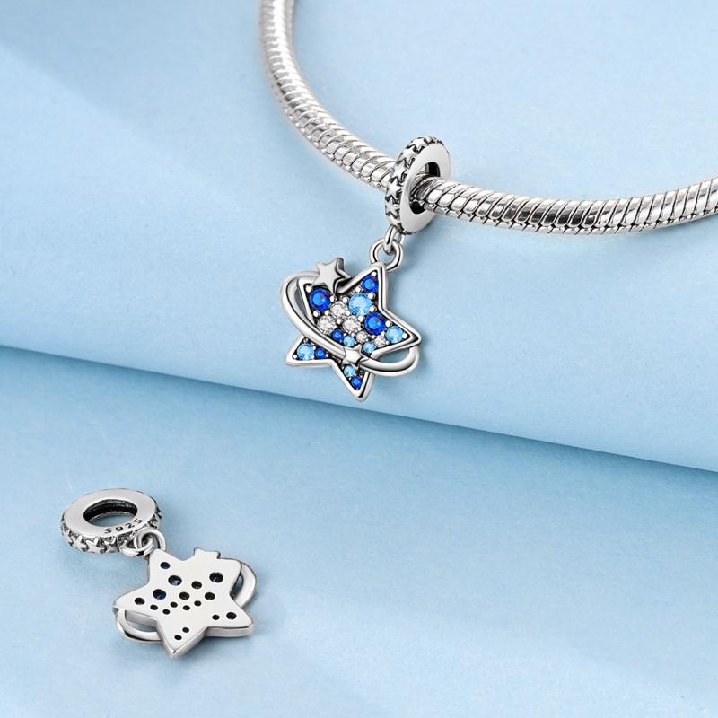 100% Real 925 Silver Charms Bead Luminous Star Moon Sun Dangle Fit Original Bracelet Diy For Woman Jewelry Party