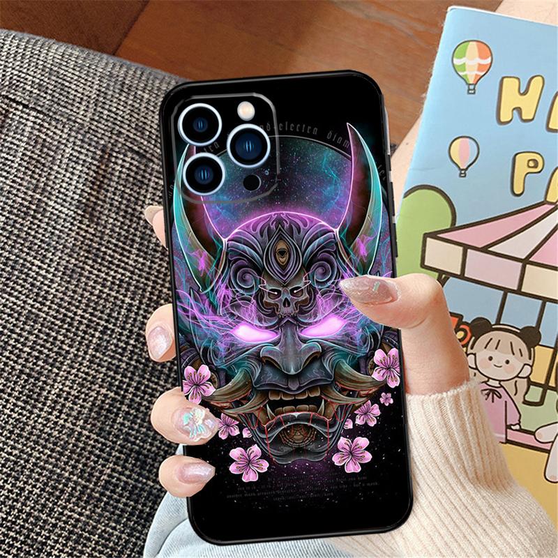 Oni Hannya Demon Mask Case For iPhone 17 Air 17 Pro Max 16 15 14 Pro Max Plus 13 12 Mini 11 16E 17Pro Phone Cover
