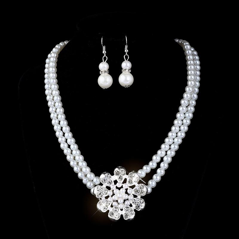 Accessories Bridal Sweater Necklace Kit Diamond Faux Pearl Necklace Earrings Bracelet Kit