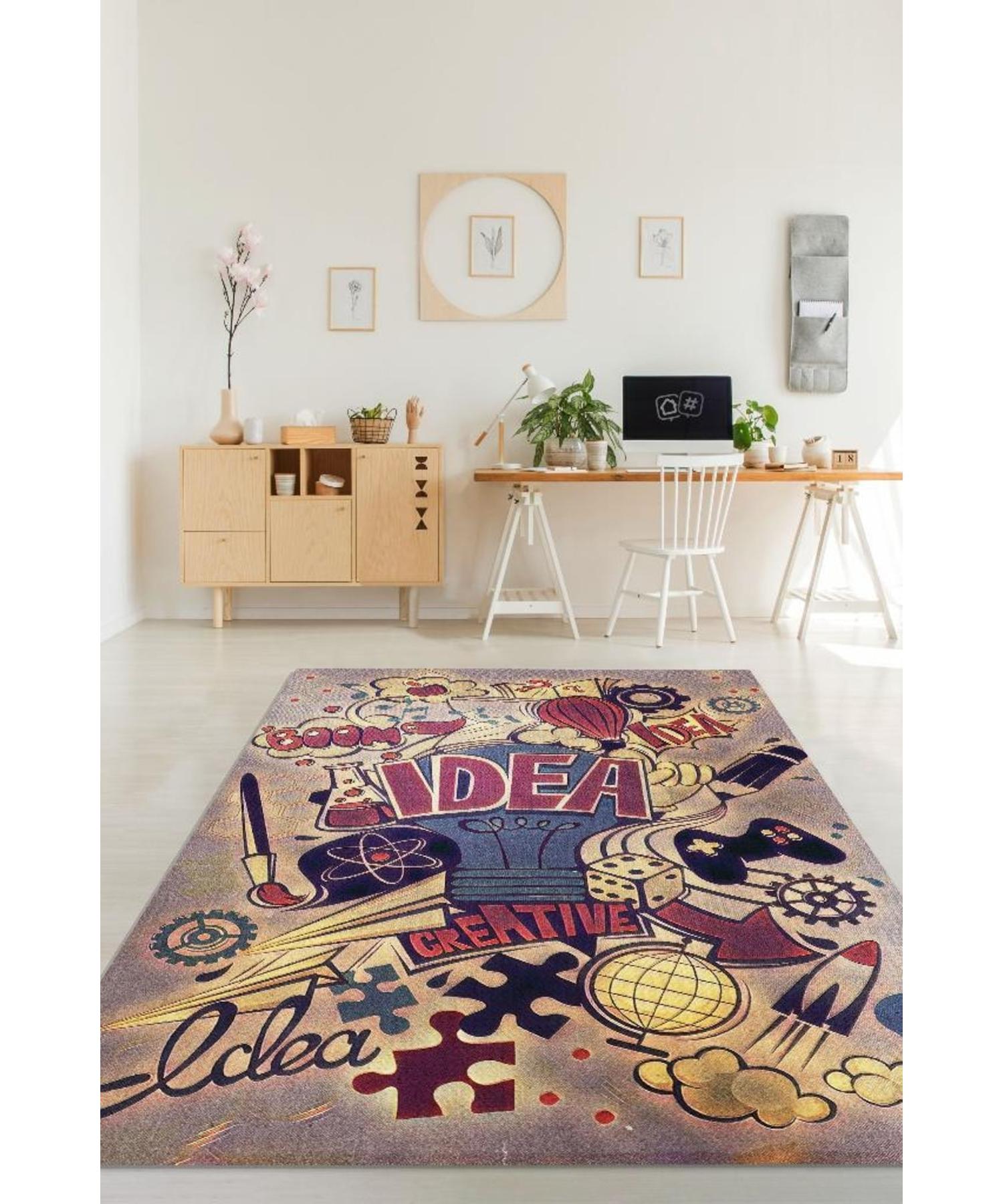 

Idea World Хлопковая тканая основа Моющийся декоративный ковер для домашнего офиса