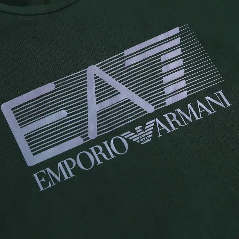 Emporio Armani EA7 Letter Print Crew Neck Long Sleeve T-Shirt Men Tops Military-Green 6LPT64-PJ03Z-1860