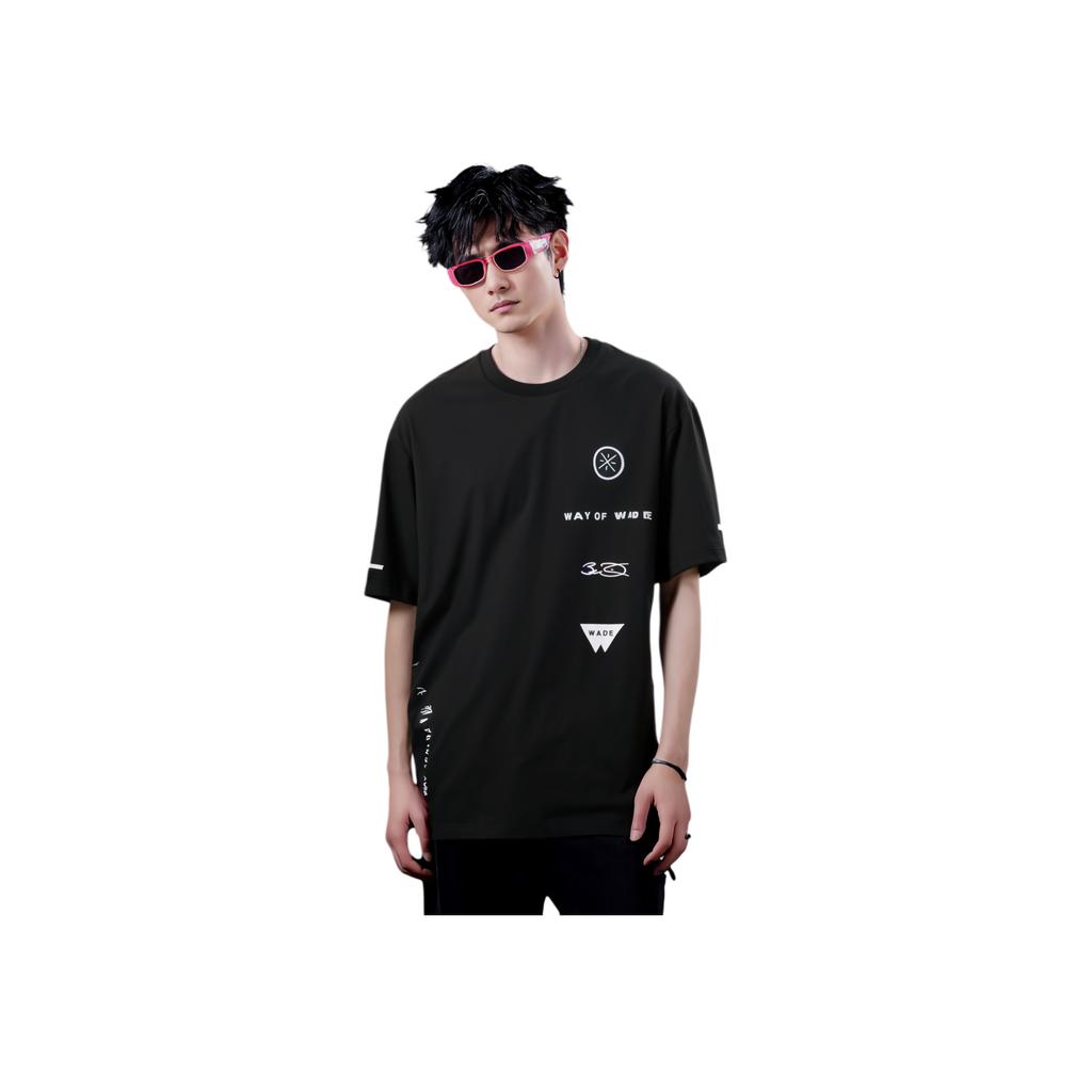 Li-Ning T-shirt à Manches Courtes Anti-Humidité à Séchage Rapide avec Imprimé Logo Homme Hauts Noir ATST237-1