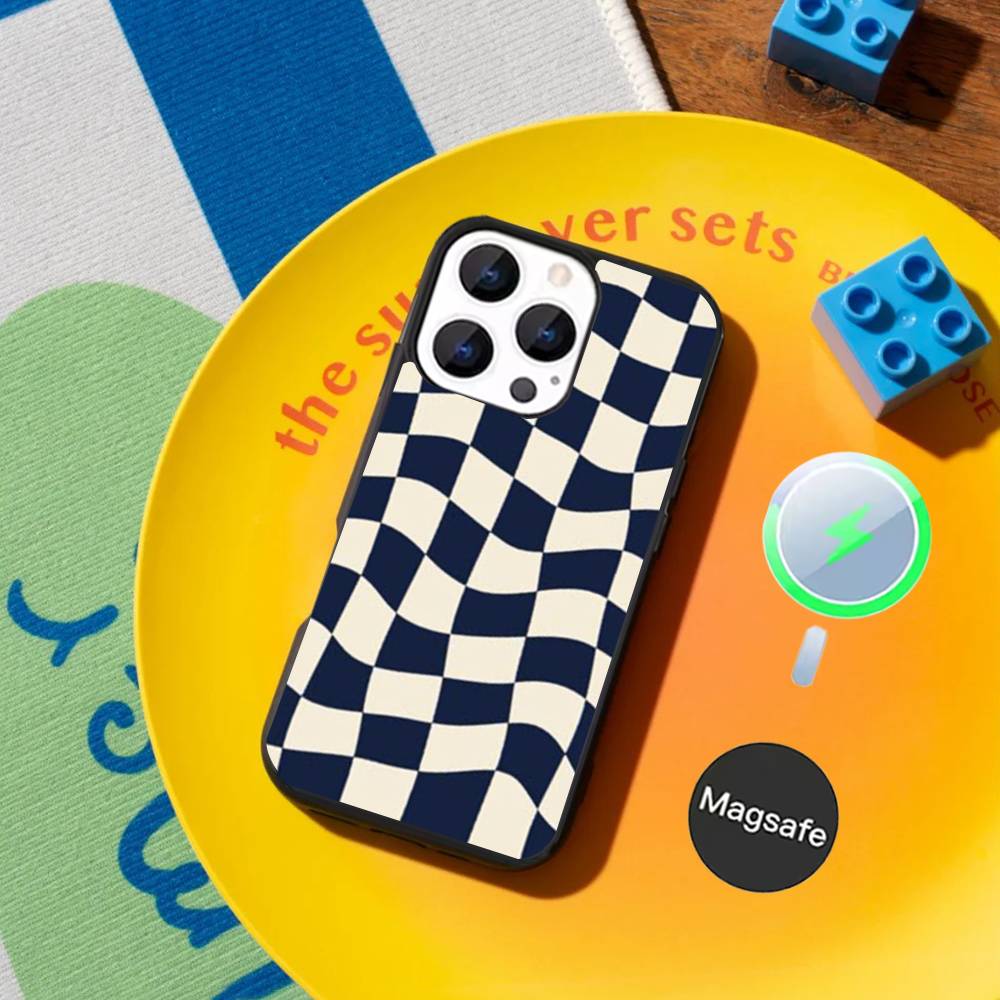 Checked chess board lattice Phone Case For iPhone 17,16,15,14,13,12,11,Pro,Max,Plus,Mini Magnetic Magsafe Wireless Charging