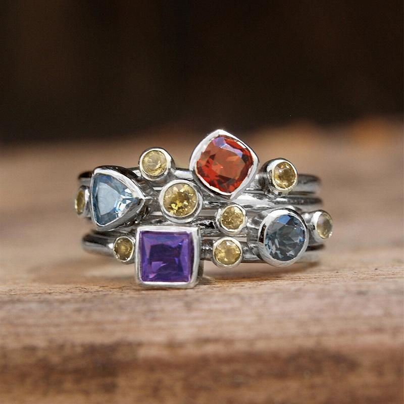 

2026 New European and American Multi Color Ring with Unique Personality, Exquisite and Elegant Wedding, Light Luxury Style 5