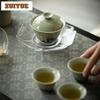 120ml Hand-painted Pink Bamboo Pastel Green Gaiwan Ancient Tea Tureen Tea Bowl With Lid Kit Tea Maker Cover Bowl Tableware Gift