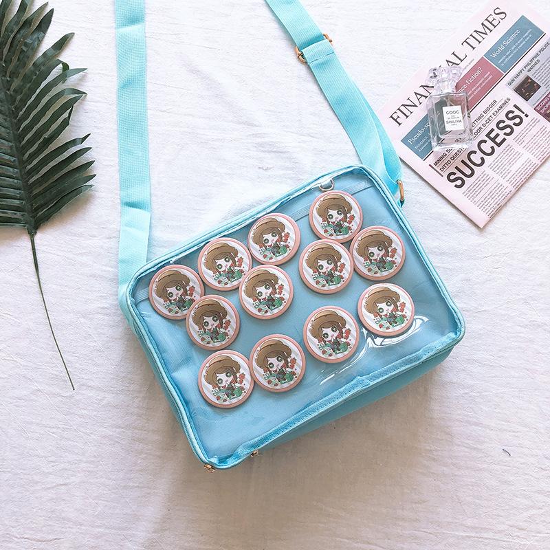 

Японская сумка-боль одноплечная косая сумка-боль значок на сумку-боль универсальный студенческий школьный рюкзак свежий и милый мессенджер светло-синий