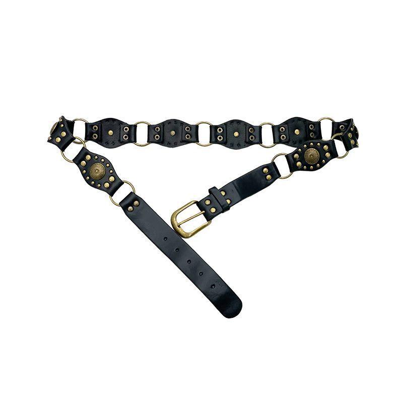 Western Cowboy Pu Leather Belt With Metal Buckle For Men And Women Casual Wear