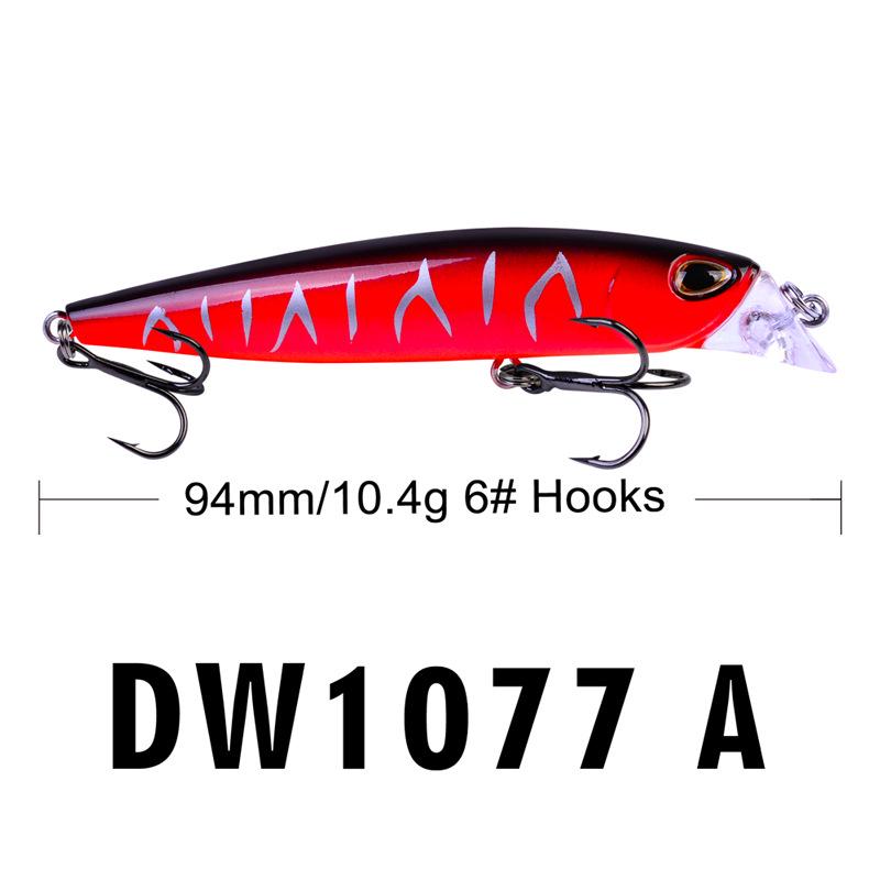 

1 шт. приманки 6 цветов, поверхностные рыболовные приманки, рыболовные снасти, приманка Minoloa, пластиковая искусственная приманка 94 мм/10,4 г, новая приманка, жесткая приманка